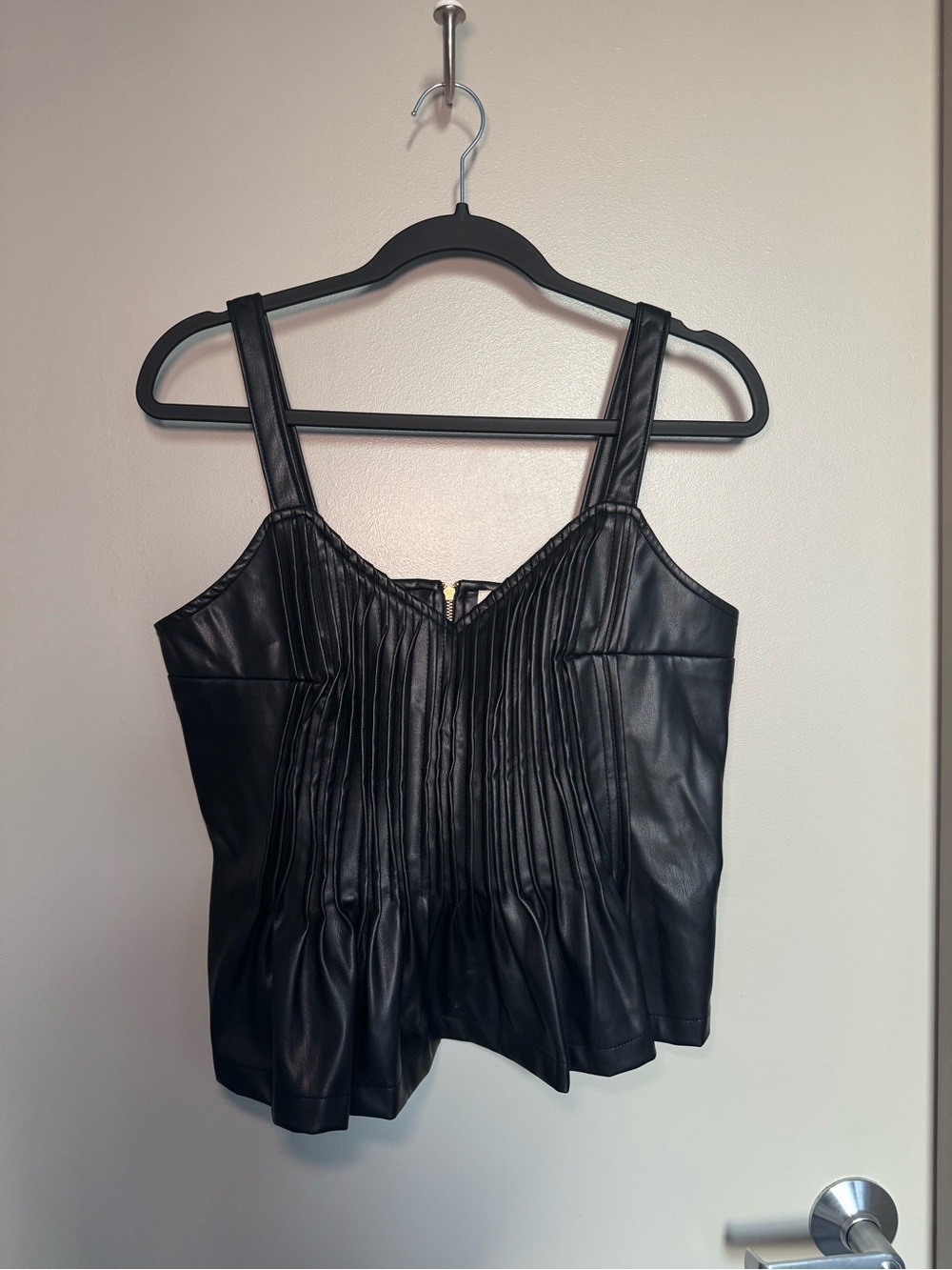 Anthropologie Let Me Be Faux Leather Pintucked Cami